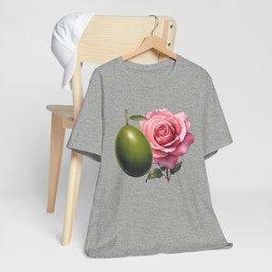 Olives and roses / Hydroxytyrosol makeup / Olive trees / Unisex Jersey Short Sleeve Tee