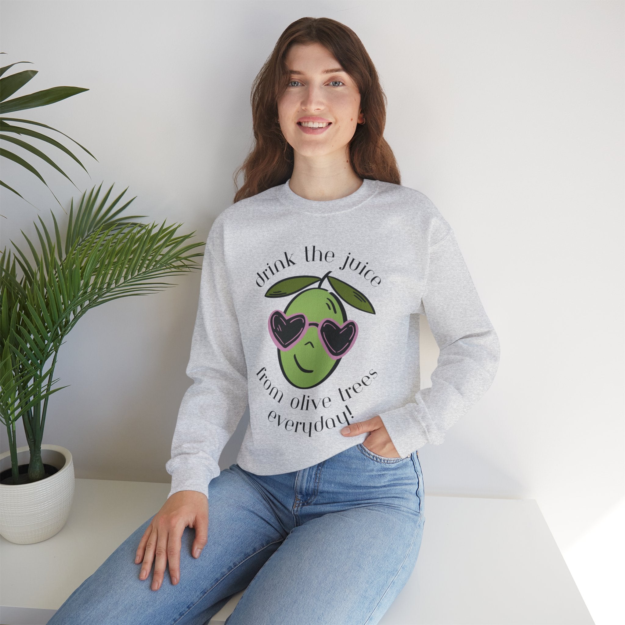 Drink an olive tree everyday / waterless beauty / olive tree / Unisex Heavy Blend™ Crewneck Sweatshirt