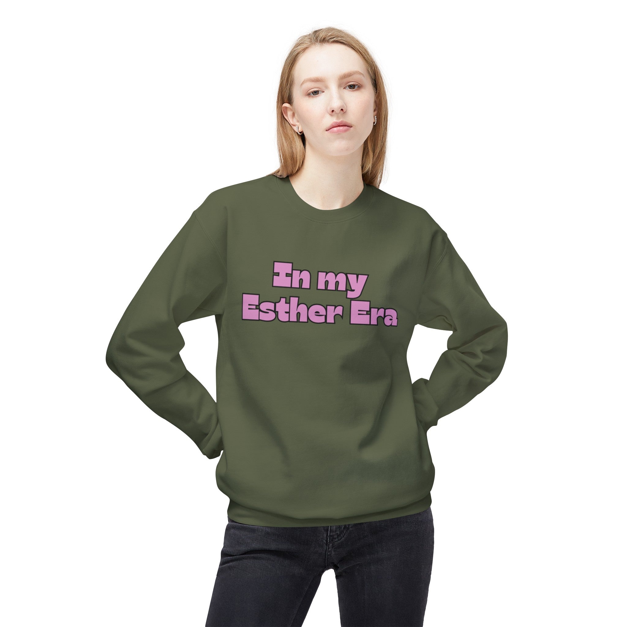 In my Esther era / hand drawn shirt / Bible gift / shirt /  Unisex Midweight Softstyle Fleece Crewneck Sweatshirt