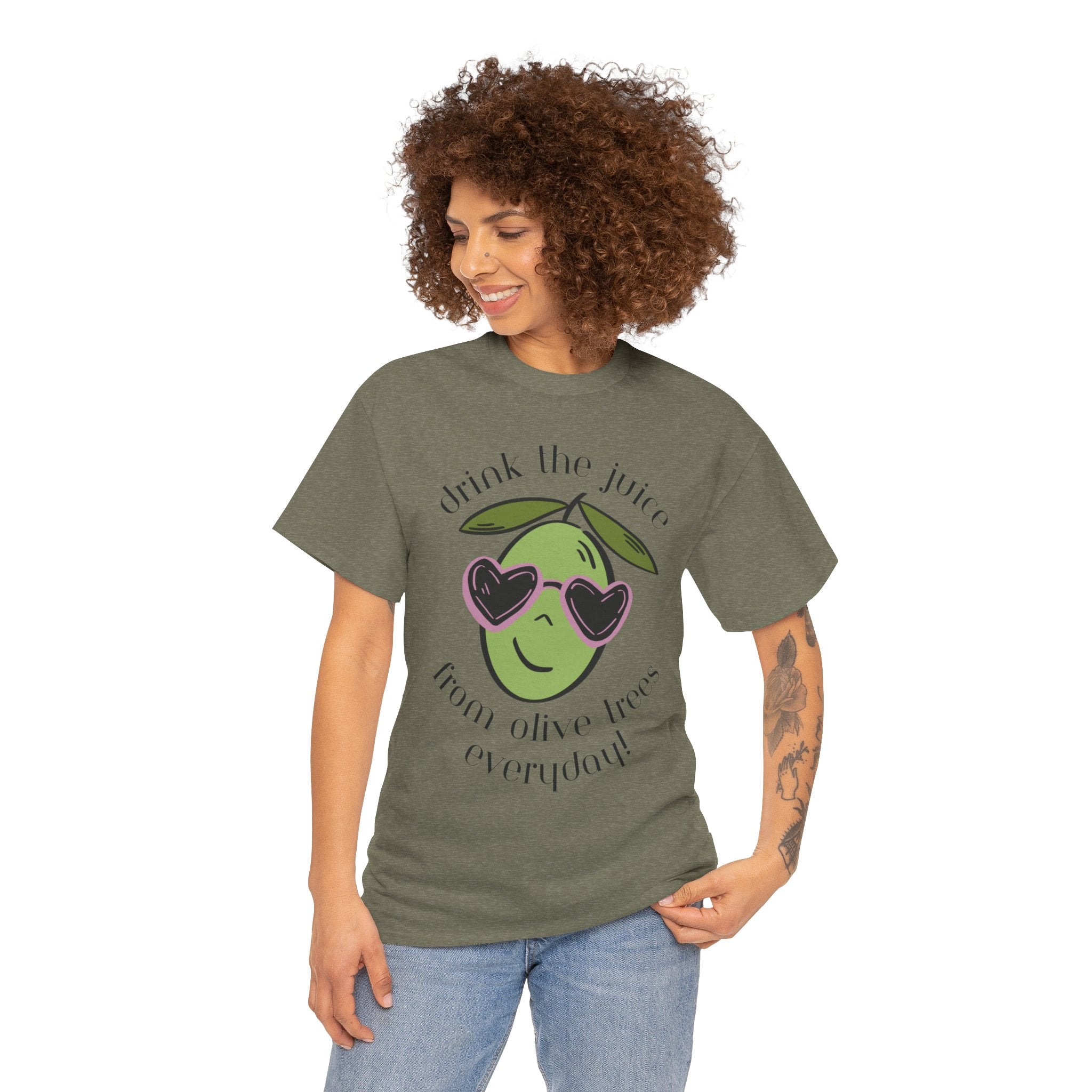 Drink skincare / olive trees / olive cartoon / Unisex Heavy Cotton Tee