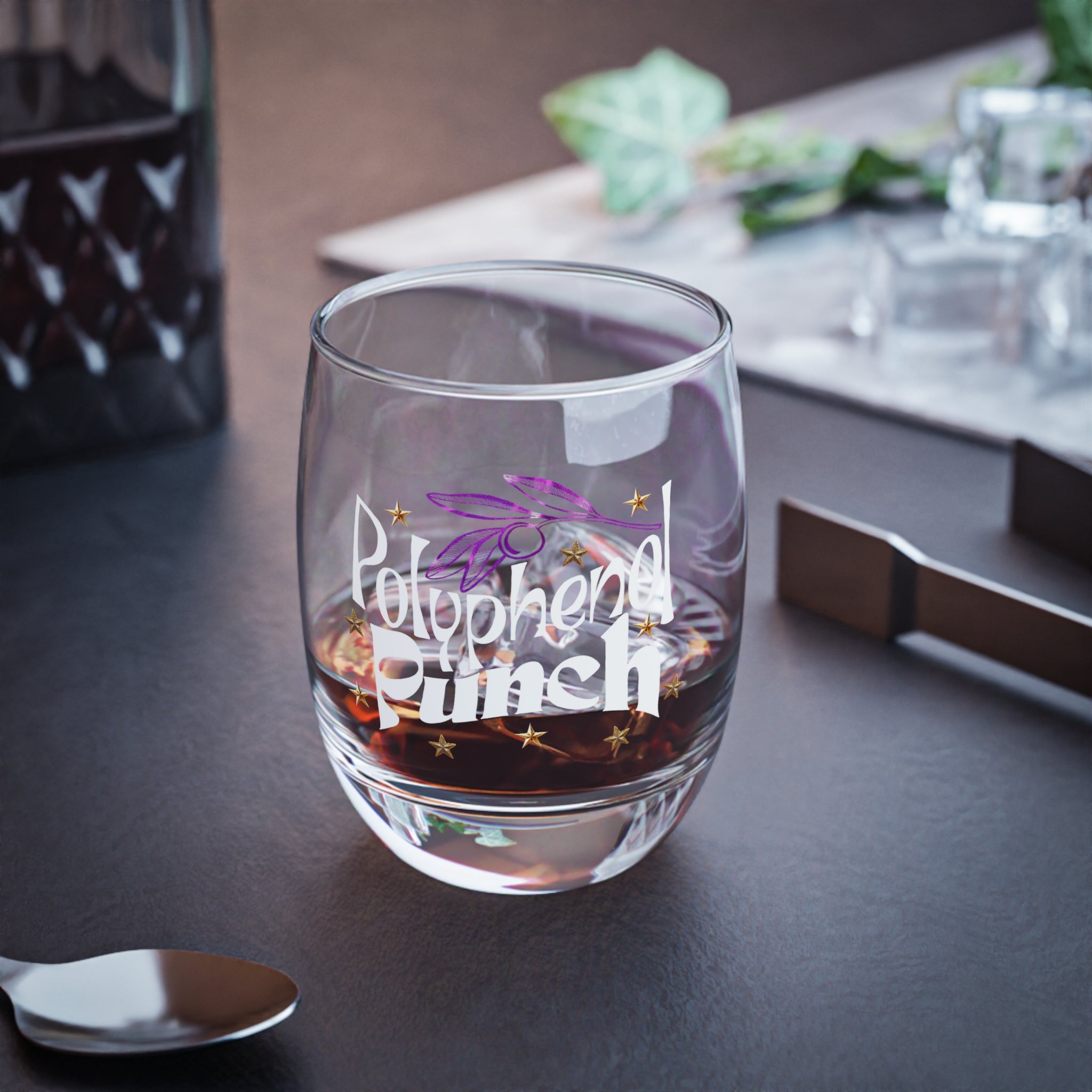Violet Olive Star /  Olive Tree Polyphenol punch / rank up consultant gift / 3.5 inch Whiskey Glass