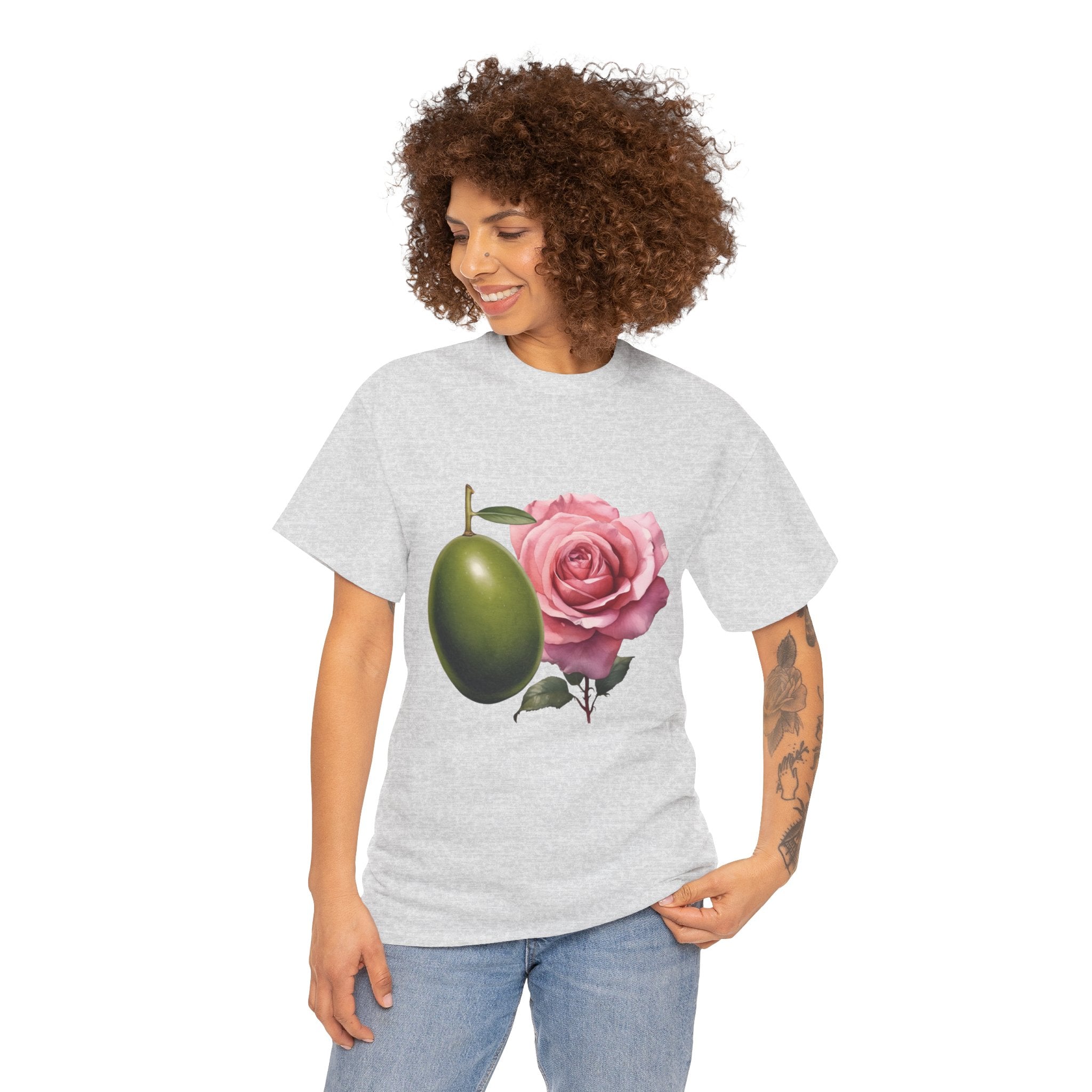 Olives and roses / olive trees / rose and olive cartoon / Unisex Heavy Cotton Tee