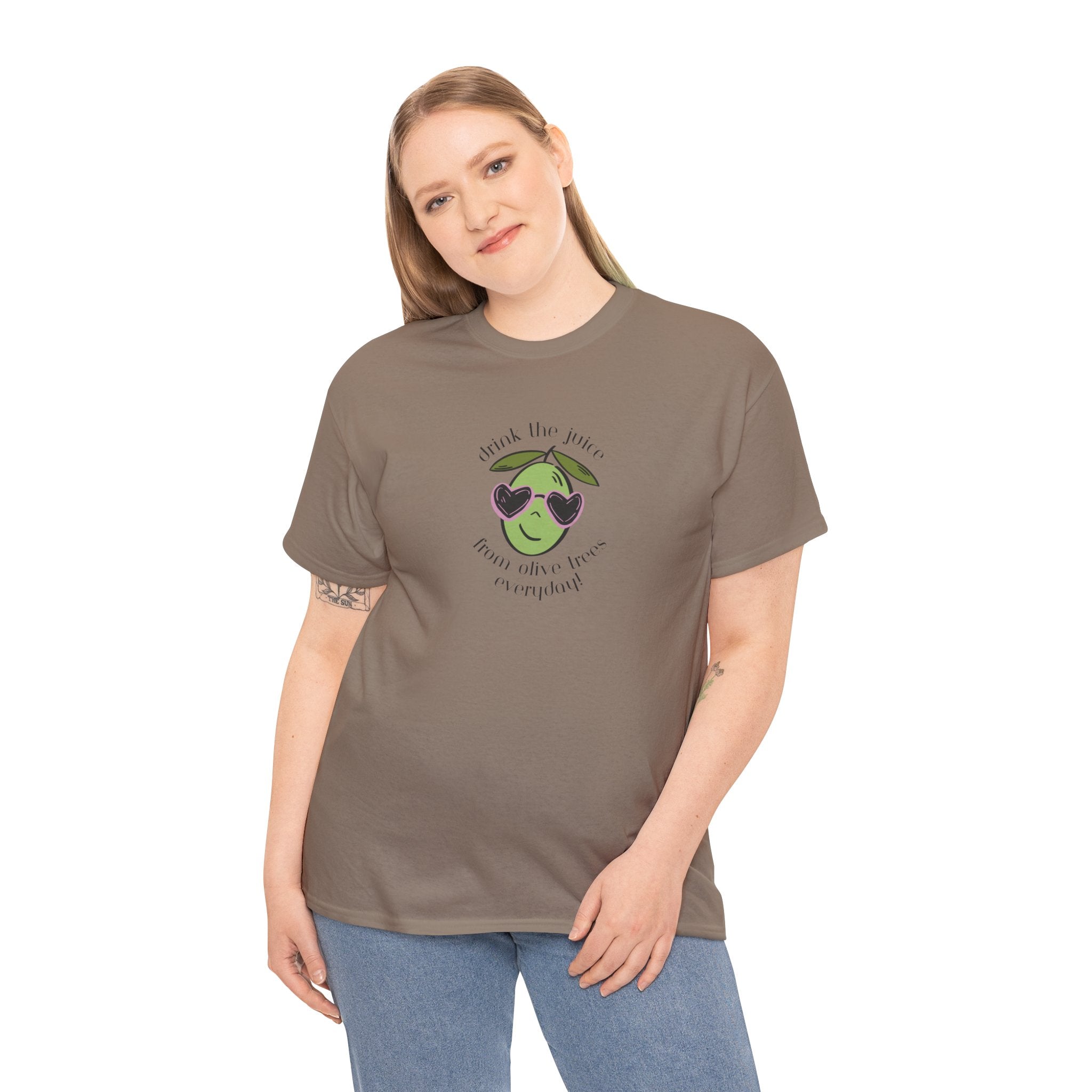 Drink skincare / olive trees / olive cartoon / Unisex Heavy Cotton Tee