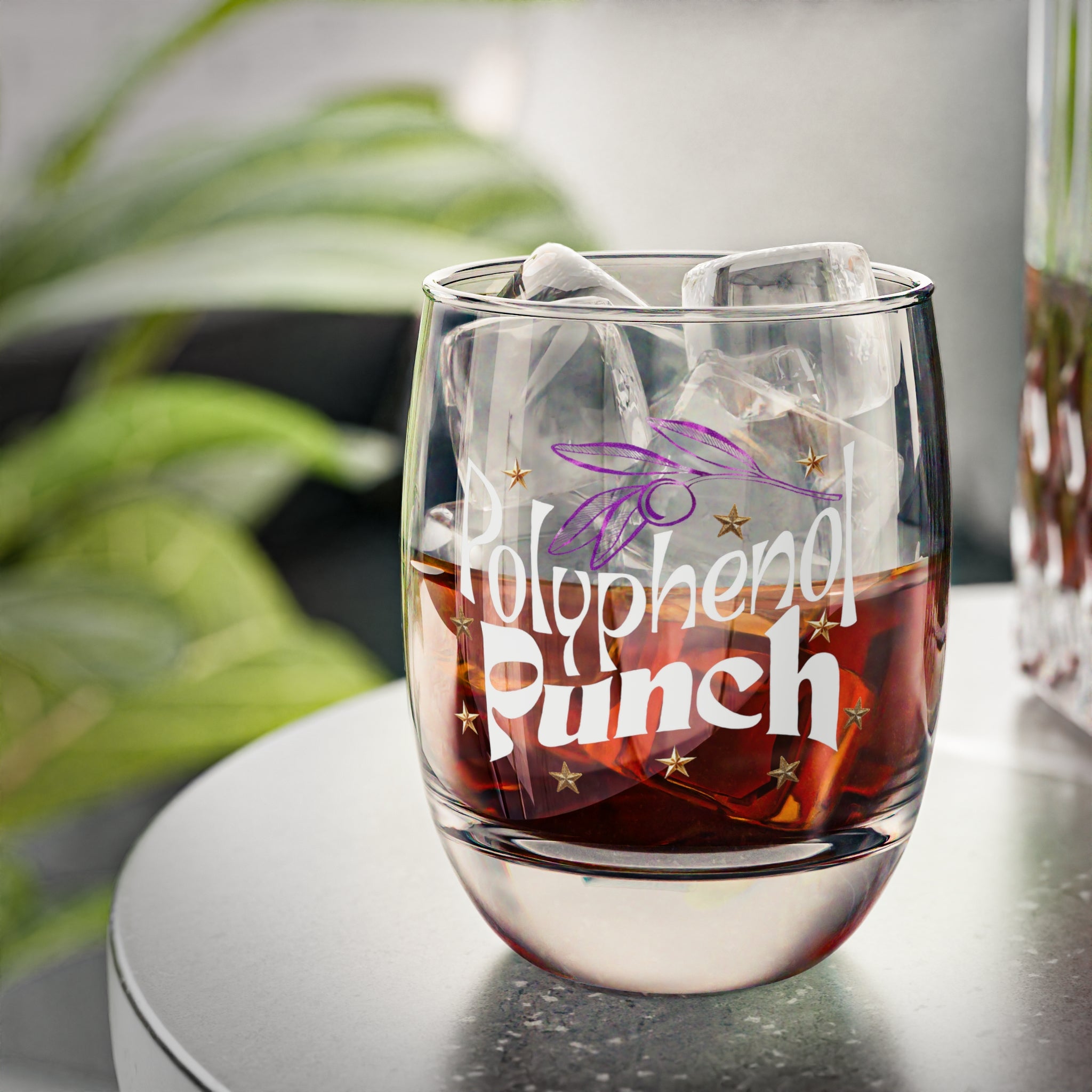 Violet Olive Star /  Olive Tree Polyphenol punch / rank up consultant gift / 3.5 inch Whiskey Glass