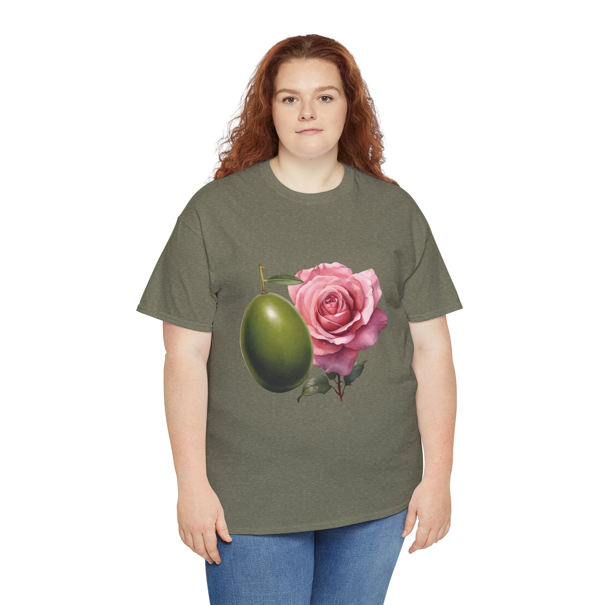 Olives and roses / olive trees / rose and olive cartoon / Unisex Heavy Cotton Tee