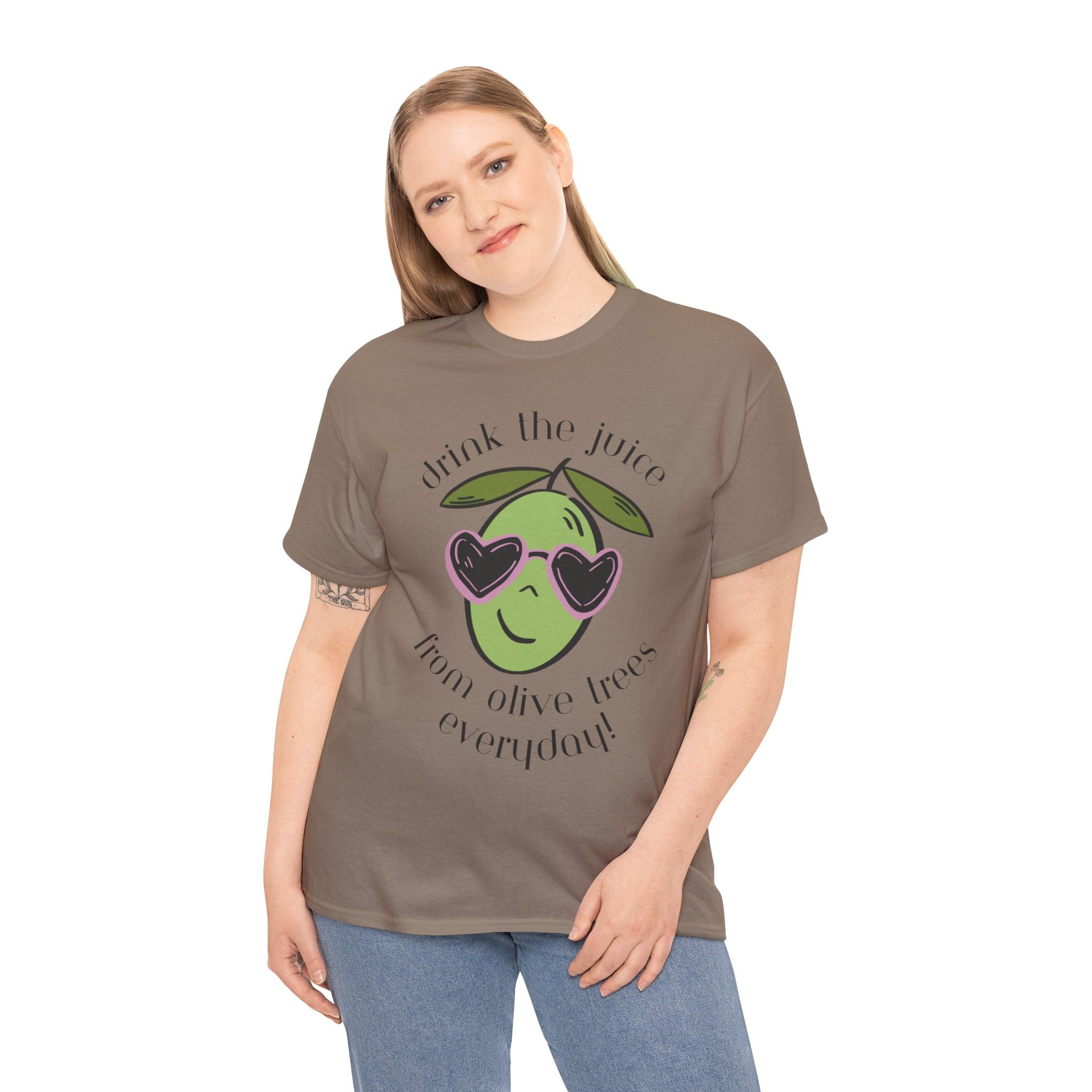 Drink skincare / olive trees / olive cartoon / Unisex Heavy Cotton Tee