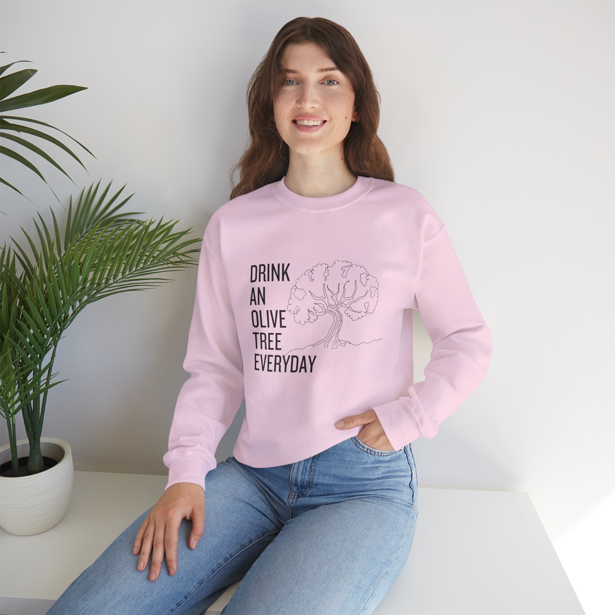 Drink an olive tree everyday / waterless beauty / olive tree / Unisex Heavy Blend™ Crewneck Sweatshirt