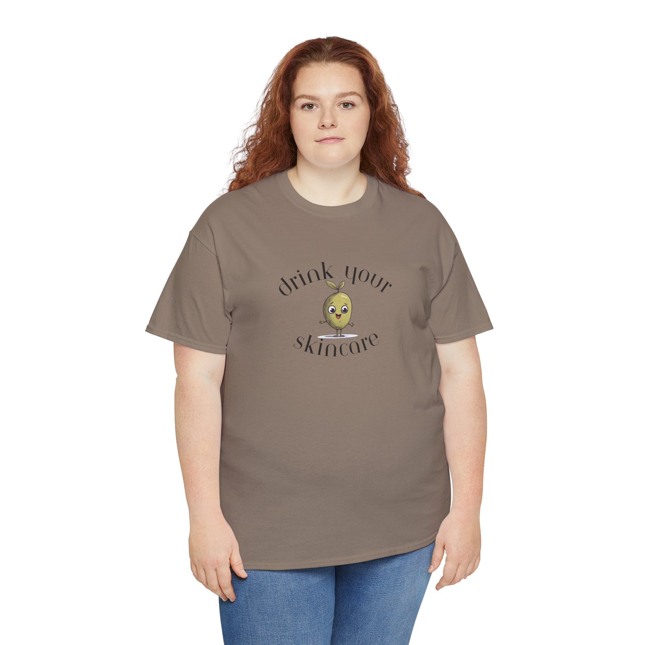 Drink your skincare / olive trees / olive cartoon / Unisex Heavy Cotton Tee