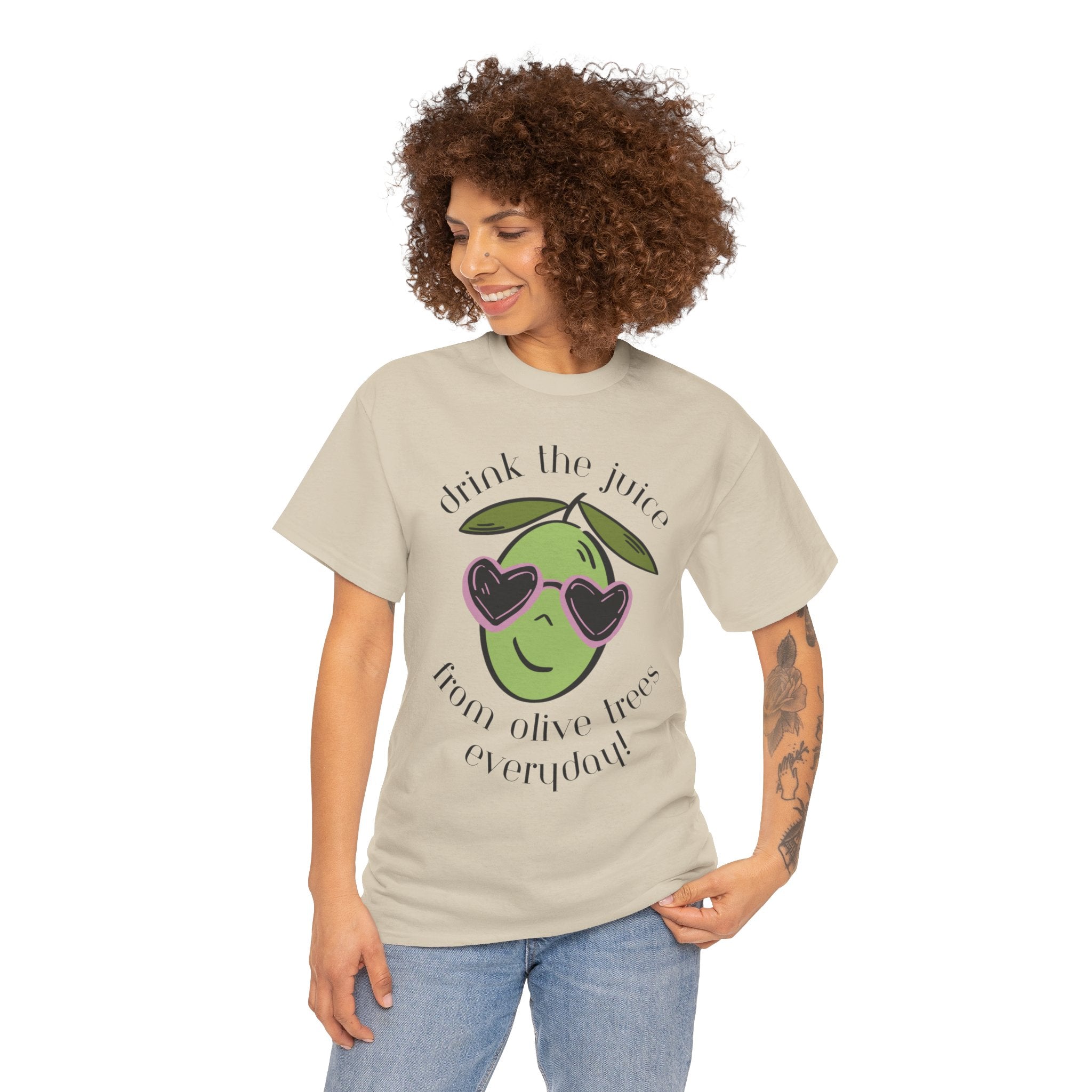 Drink skincare / olive trees / olive cartoon / Unisex Heavy Cotton Tee