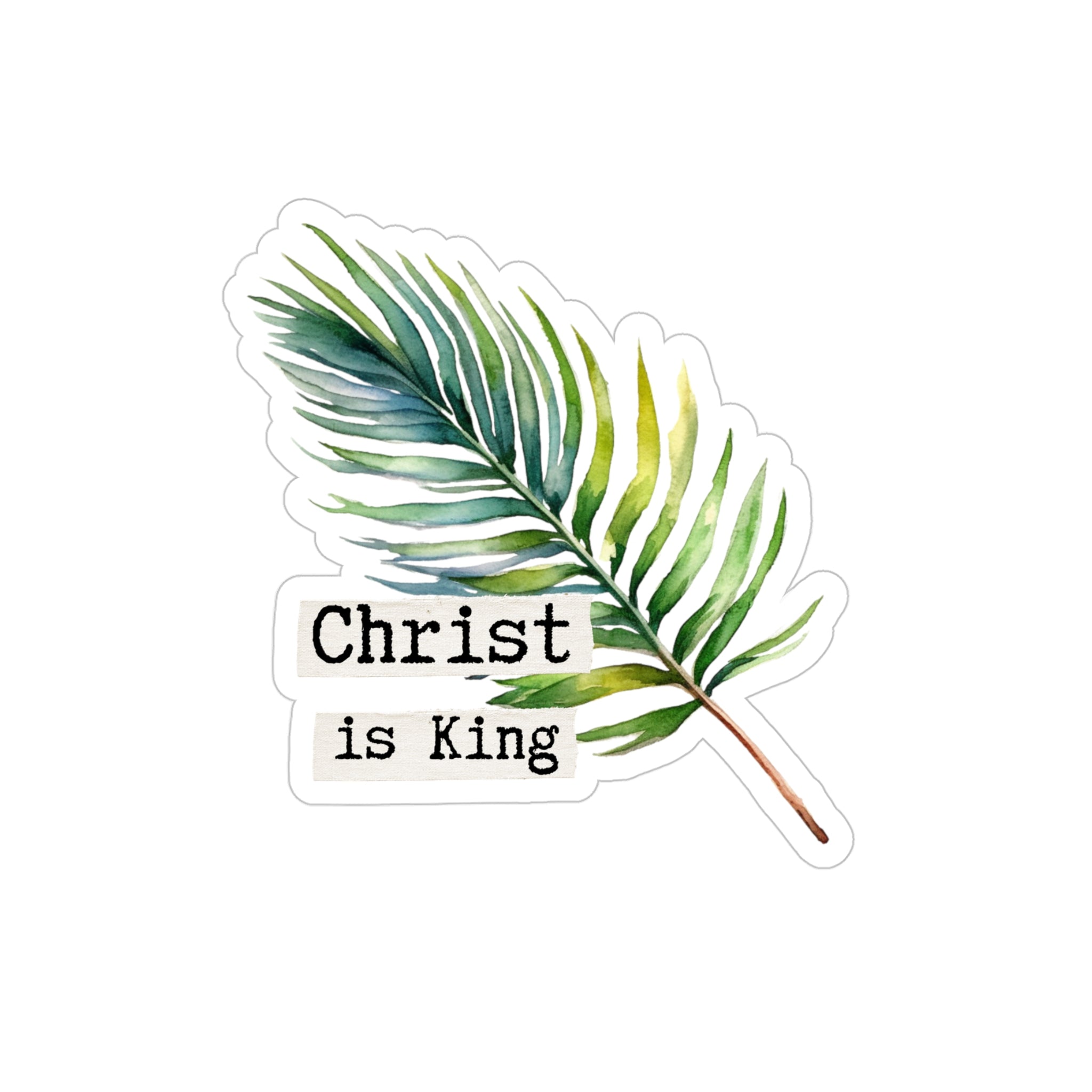 Transparent Outdoor Die-Cut Sticker - 'Christ is King' Palm Leaf Design