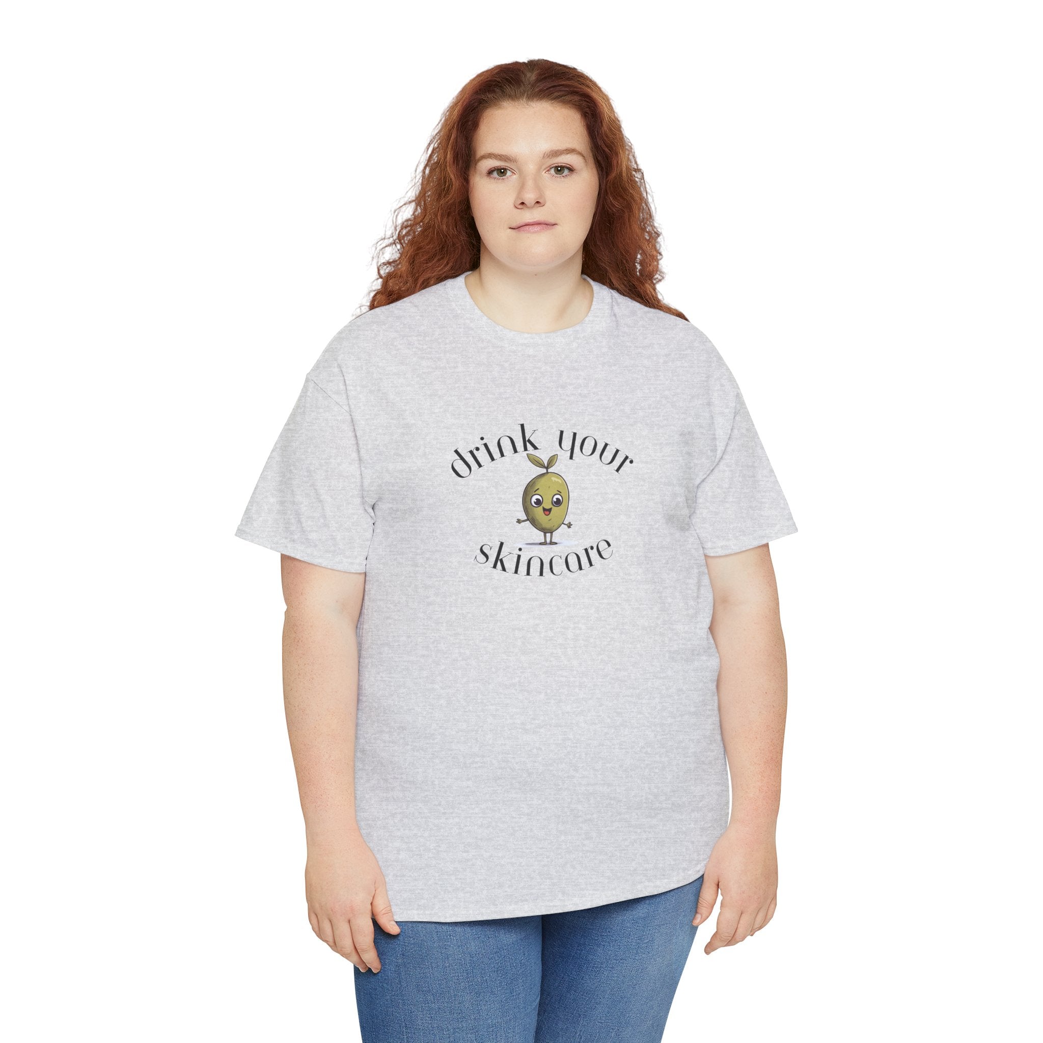 Drink your skincare / olive trees / olive cartoon / Unisex Heavy Cotton Tee