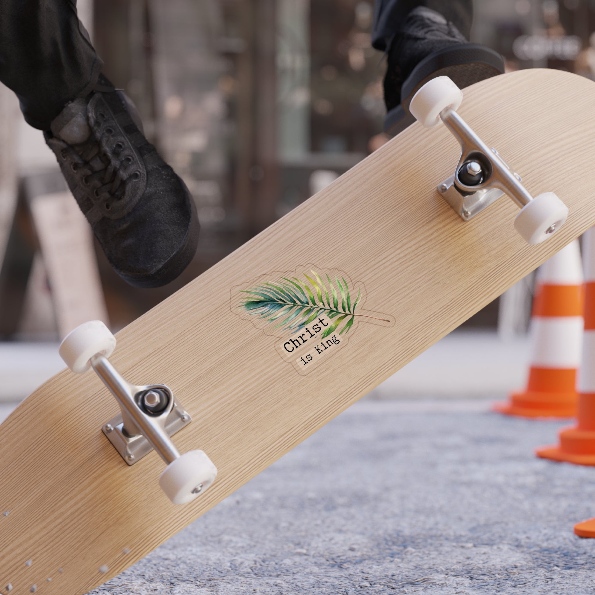 Transparent Outdoor Die-Cut Sticker - 'Christ is King' Palm Leaf Design