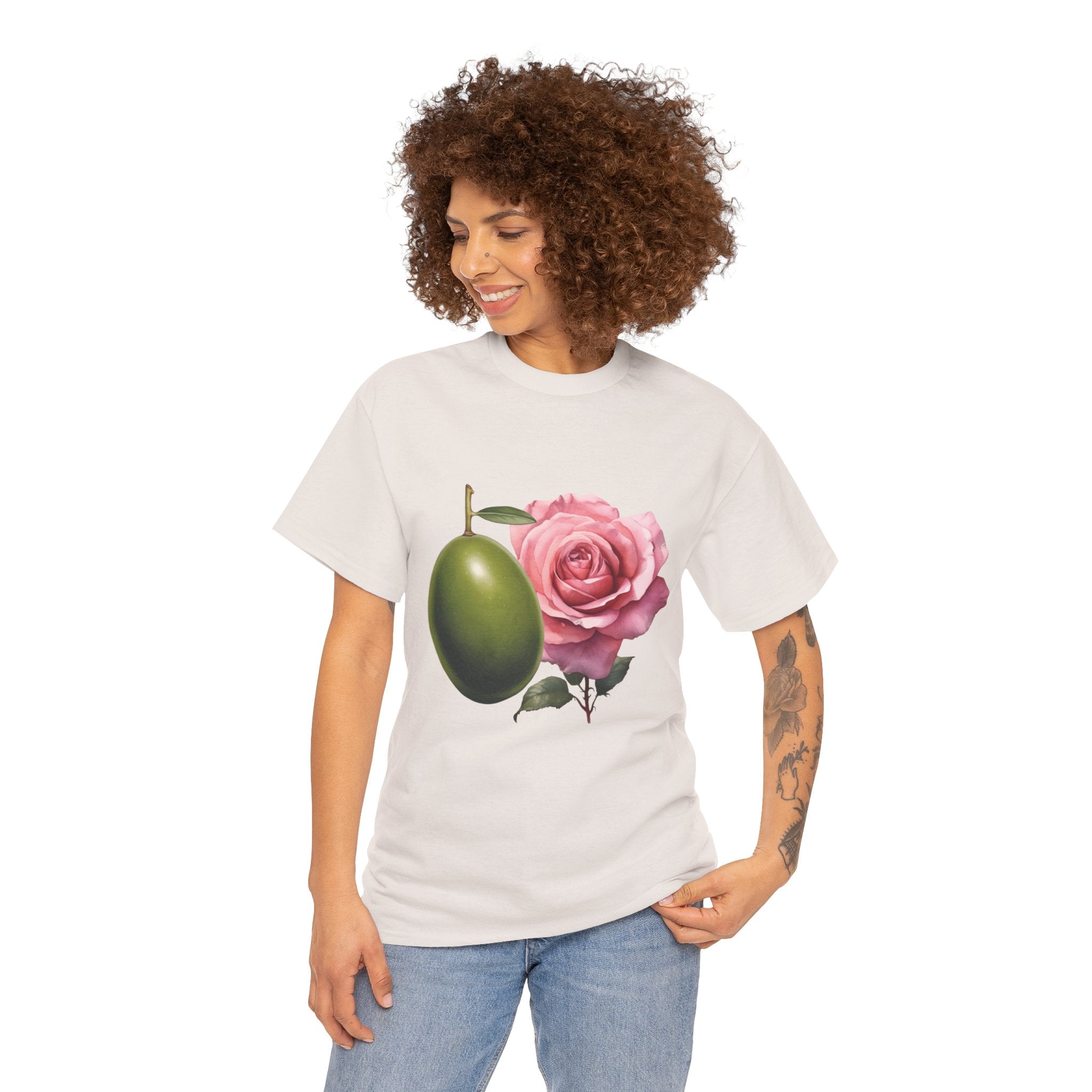 Olives and roses / olive trees / rose and olive cartoon / Unisex Heavy Cotton Tee