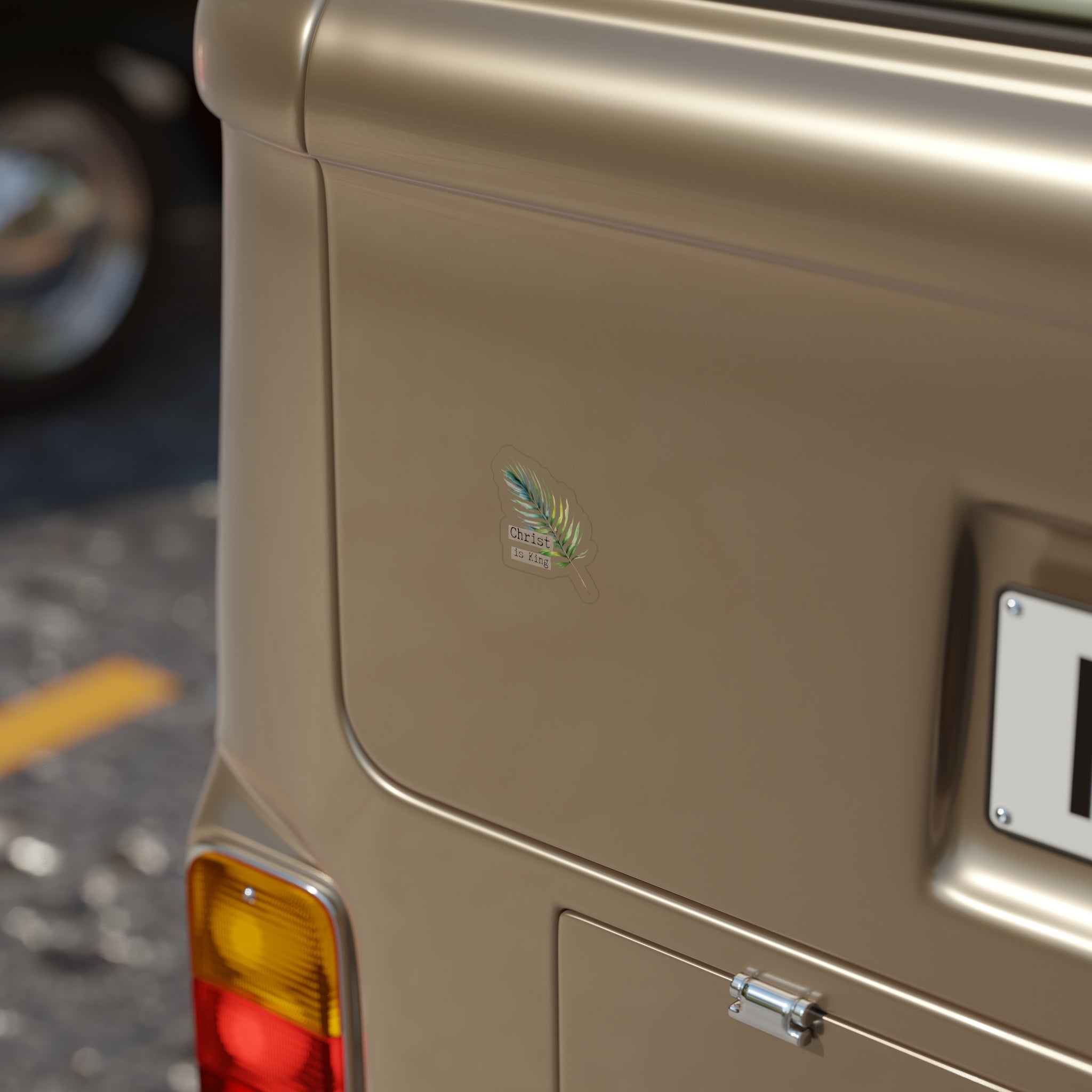 Transparent Outdoor Die-Cut Sticker - 'Christ is King' Palm Leaf Design