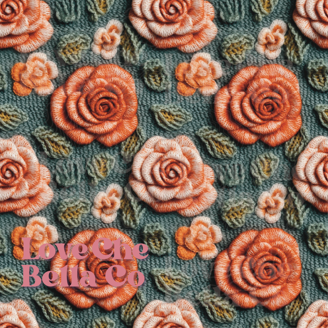 Knit roses - SEAMLESS
