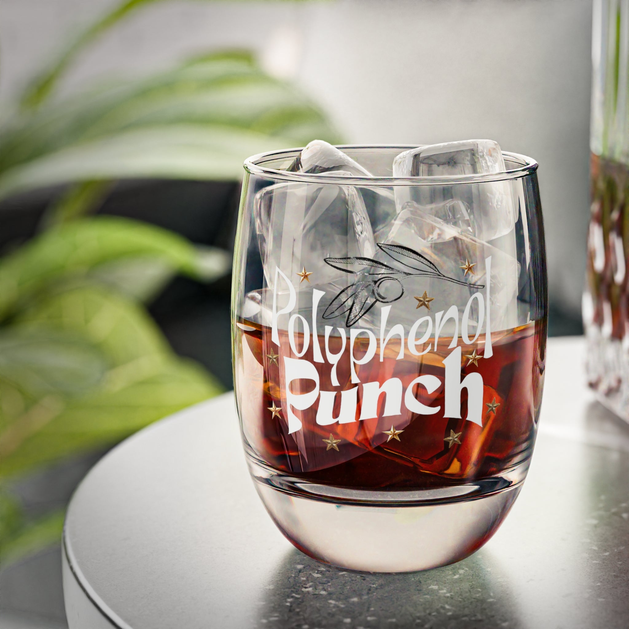 Black Olive Star /  Olive Tree Polyphenol punch / rank up consultant gift / 3.5 inch Whiskey Glass