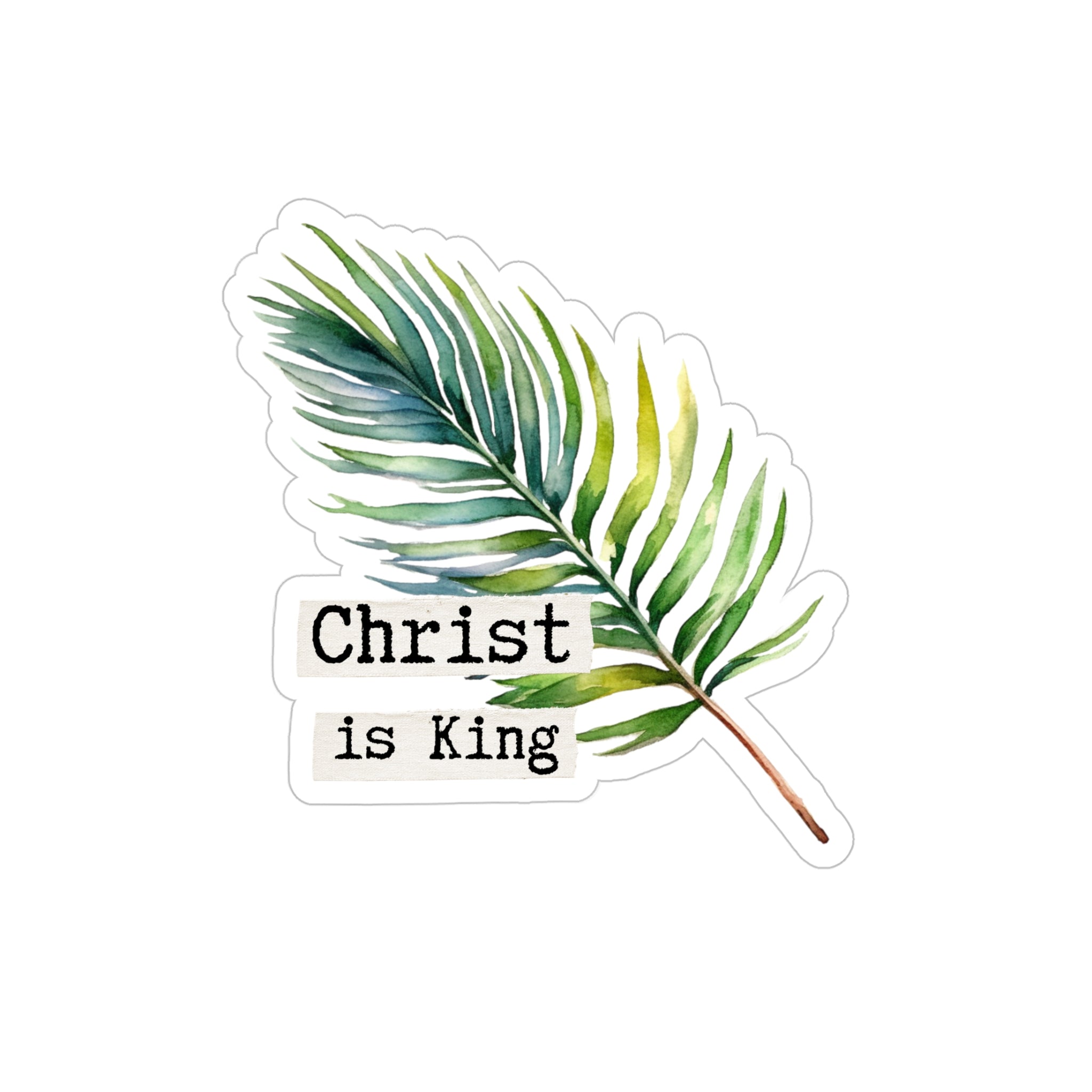 Transparent Outdoor Die-Cut Sticker - 'Christ is King' Palm Leaf Design
