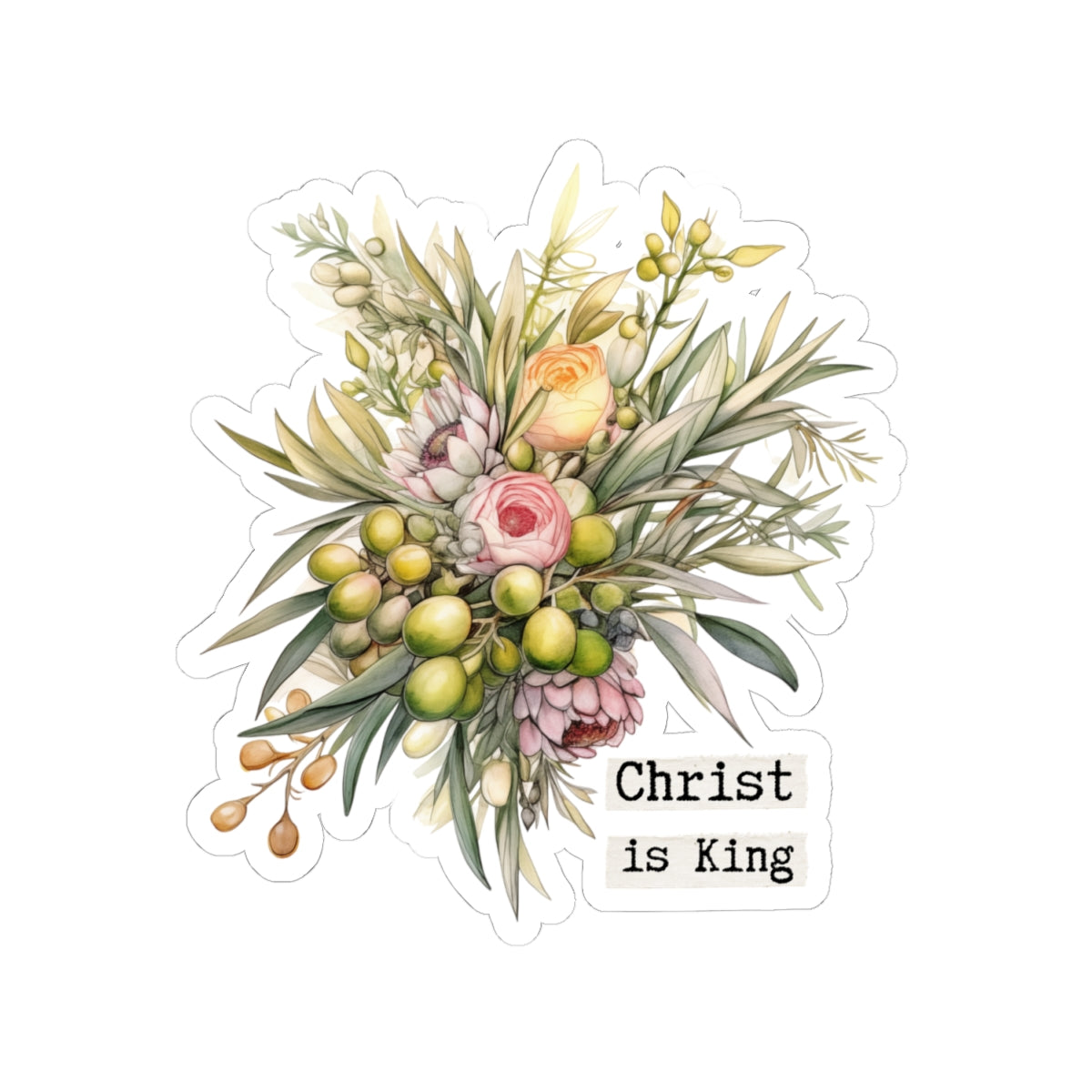 Floral Christ is King Sticker | Inspirational Rose Design for Faith Lovers