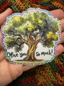 3x3 inch - Olive Tree Glitter Sticker