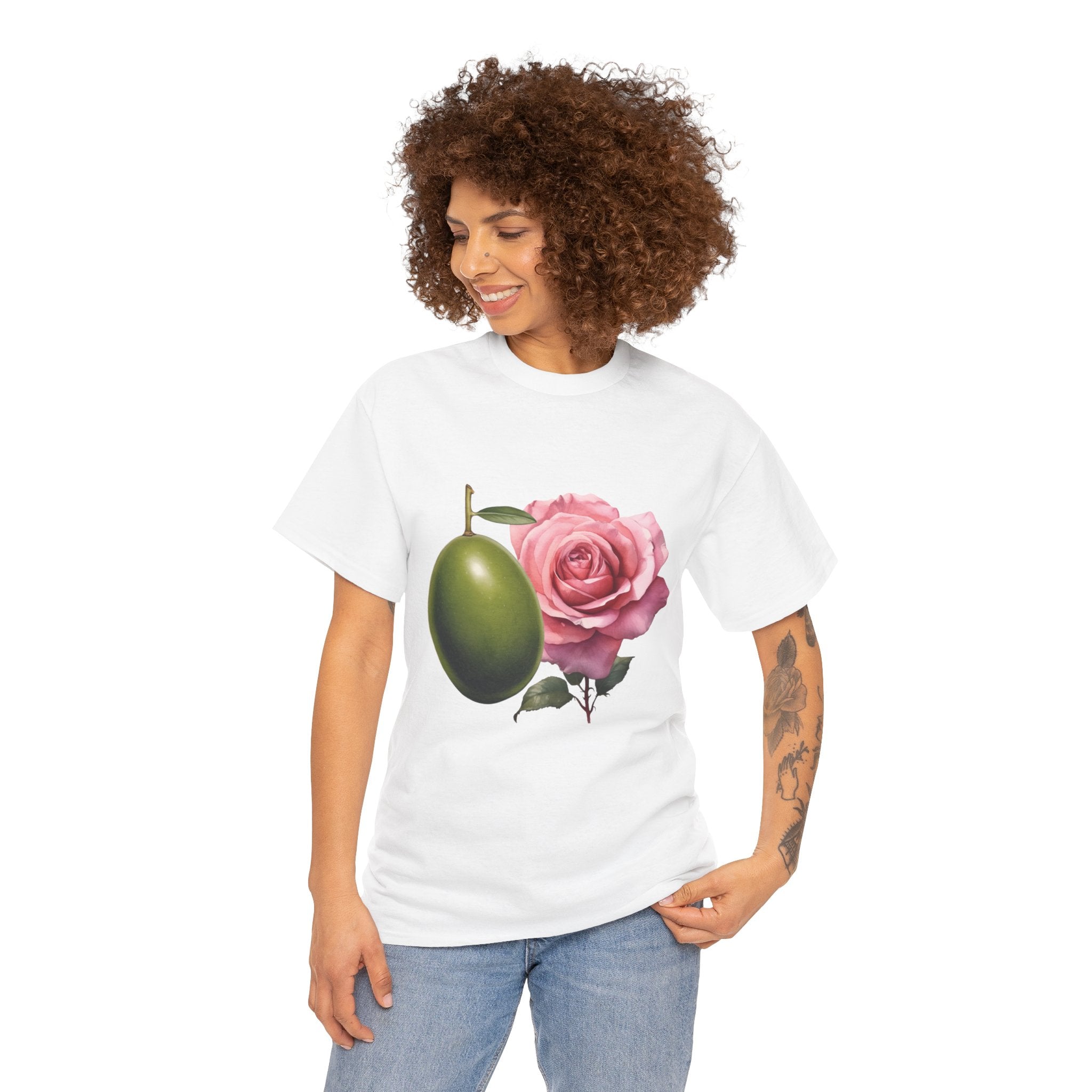 Olives and roses / olive trees / rose and olive cartoon / Unisex Heavy Cotton Tee