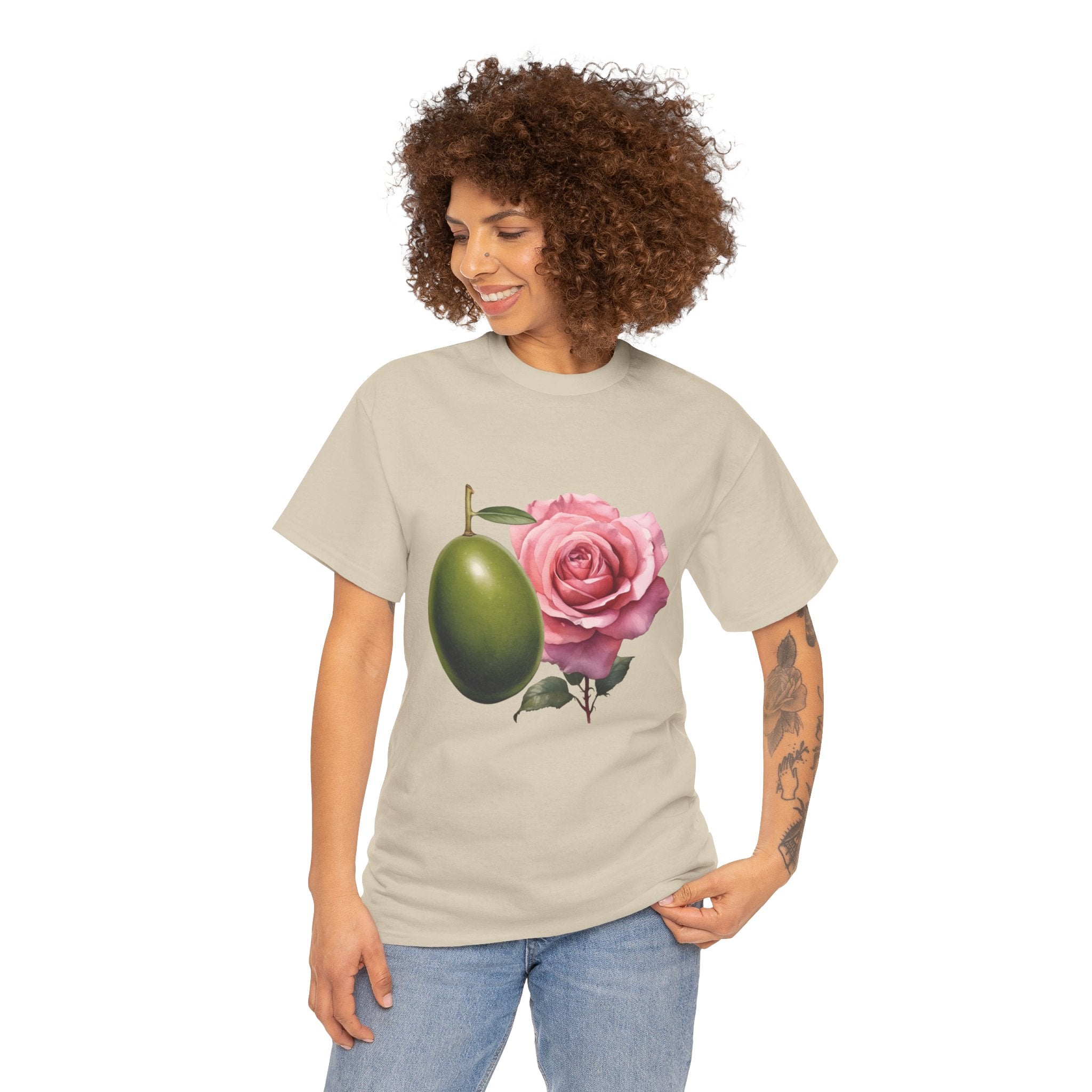 Olives and roses / olive trees / rose and olive cartoon / Unisex Heavy Cotton Tee