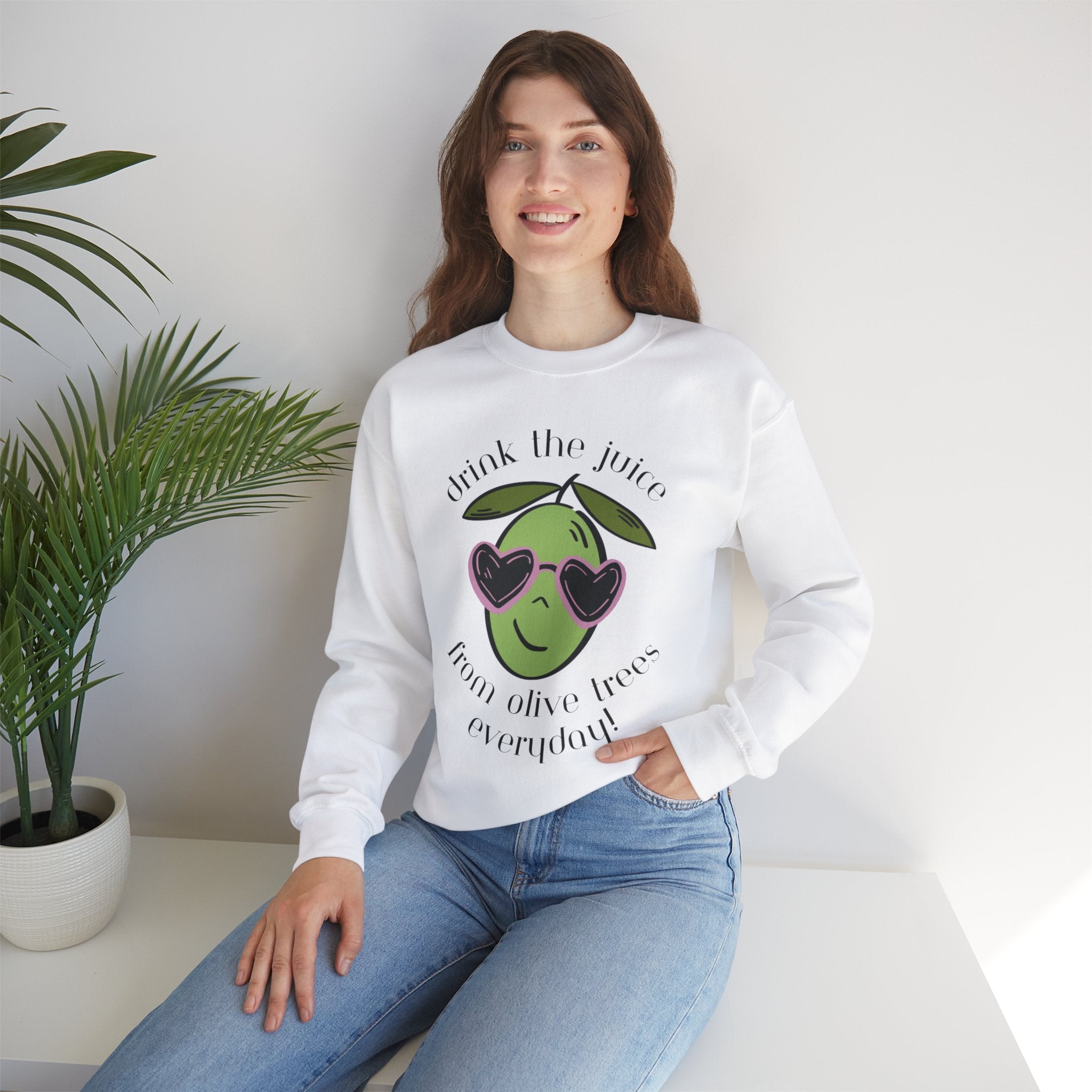 Drink an olive tree everyday / waterless beauty / olive tree / Unisex Heavy Blend™ Crewneck Sweatshirt