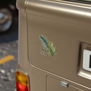 Transparent Outdoor Die-Cut Sticker - 'Christ is King' Palm Leaf Design