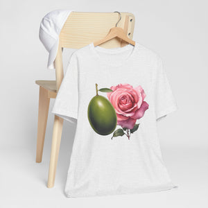 Olives and roses / Hydroxytyrosol makeup / Olive trees / Unisex Jersey Short Sleeve Tee