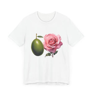 Olives and roses / Hydroxytyrosol makeup / Olive trees / Unisex Jersey Short Sleeve Tee