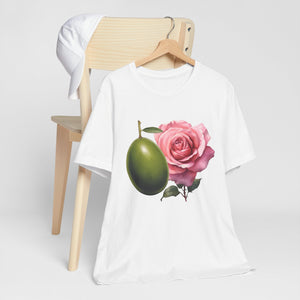 Olives and roses / Hydroxytyrosol makeup / Olive trees / Unisex Jersey Short Sleeve Tee