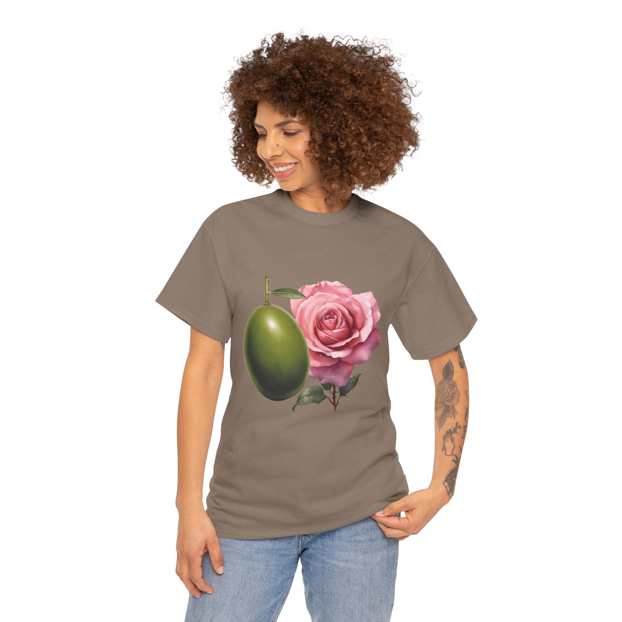 Olives and roses / olive trees / rose and olive cartoon / Unisex Heavy Cotton Tee