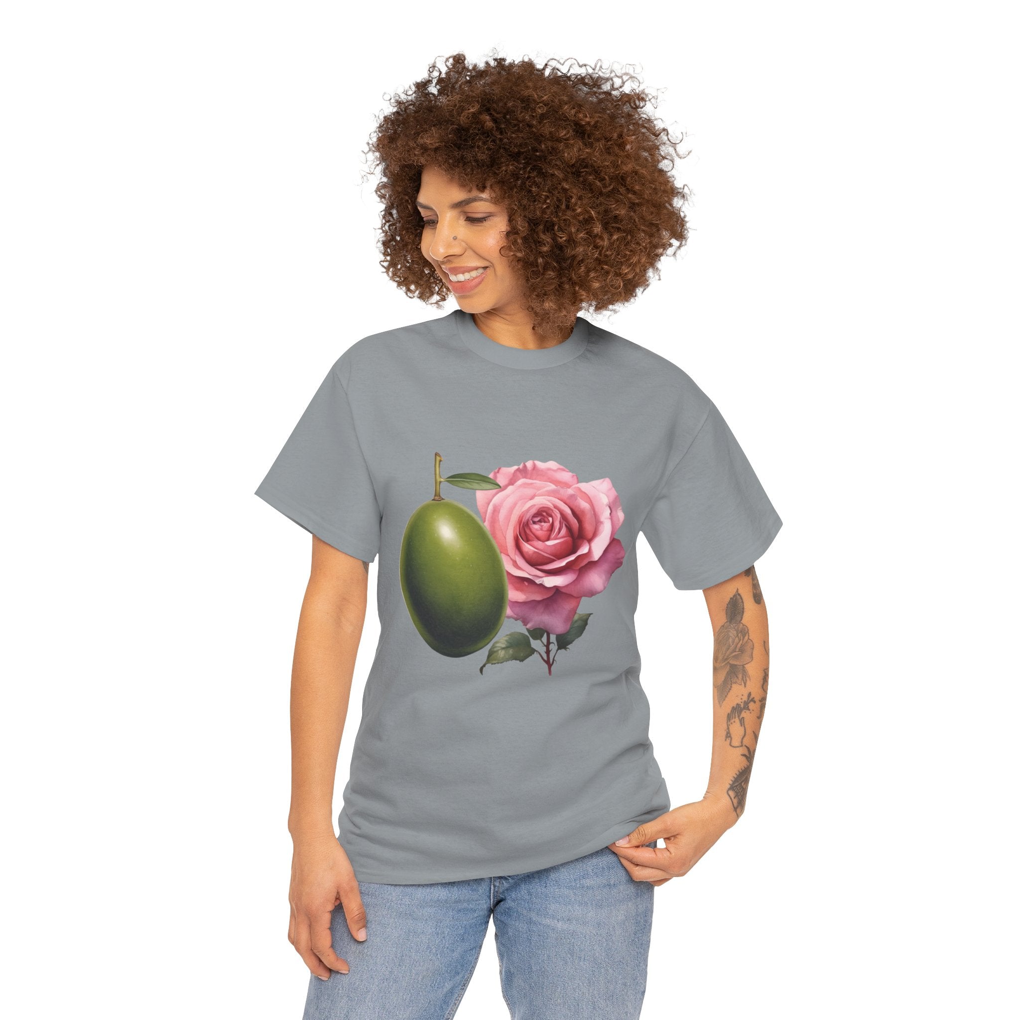 Olives and roses / olive trees / rose and olive cartoon / Unisex Heavy Cotton Tee