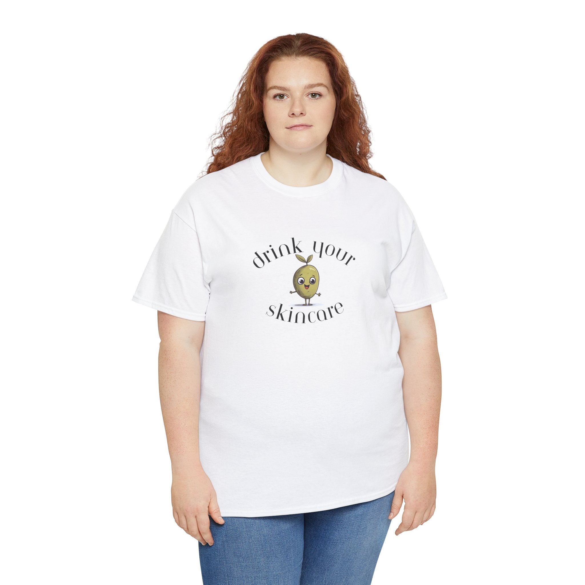 Drink your skincare / olive trees / olive cartoon / Unisex Heavy Cotton Tee