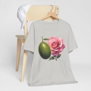 Olives and roses / Hydroxytyrosol makeup / Olive trees / Unisex Jersey Short Sleeve Tee