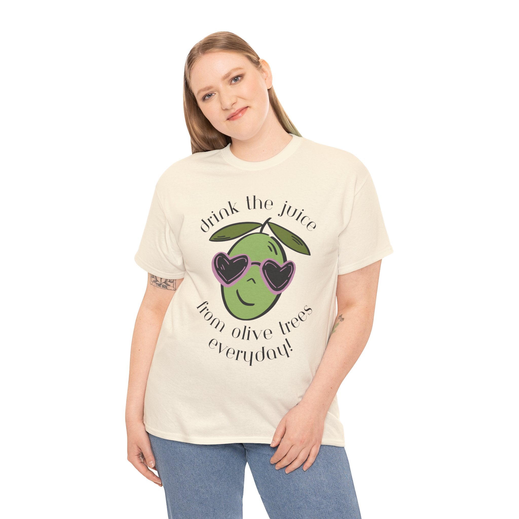 Drink skincare / olive trees / olive cartoon / Unisex Heavy Cotton Tee