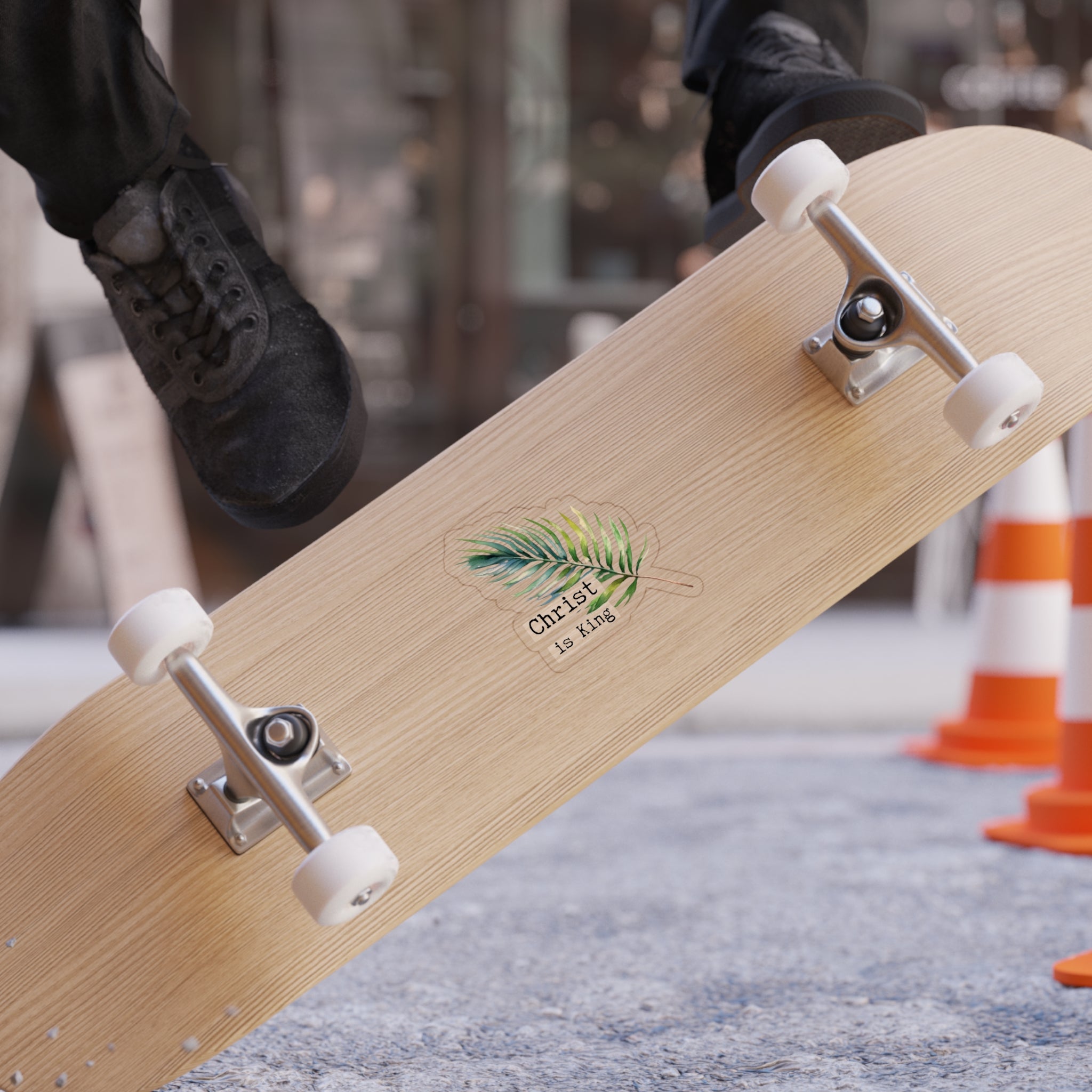 Transparent Outdoor Die-Cut Sticker - 'Christ is King' Palm Leaf Design