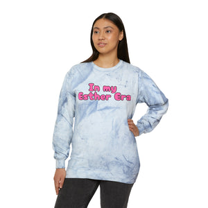 In my Esther era / hand drawn shirt / Bible gift / shirt /  Unisex Color Blast Crewneck Sweatshirt