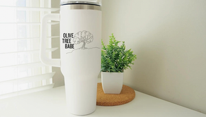 Hydroxytyrosol dealer / Olive tree babe / consultant gift / double sided design / Insulated Travel Mug, 40oz