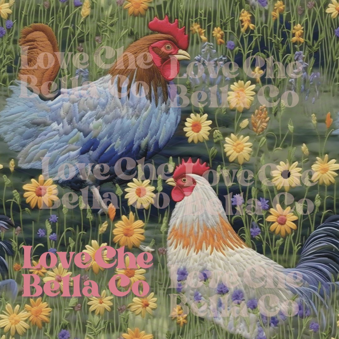 Chicken Wildflowers - SEAMLESS FILES