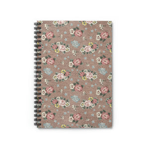 Spiral Notebook - Ruled Line / Burlap floral