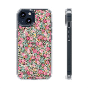 Clear Cases / Bright pink vintage floral