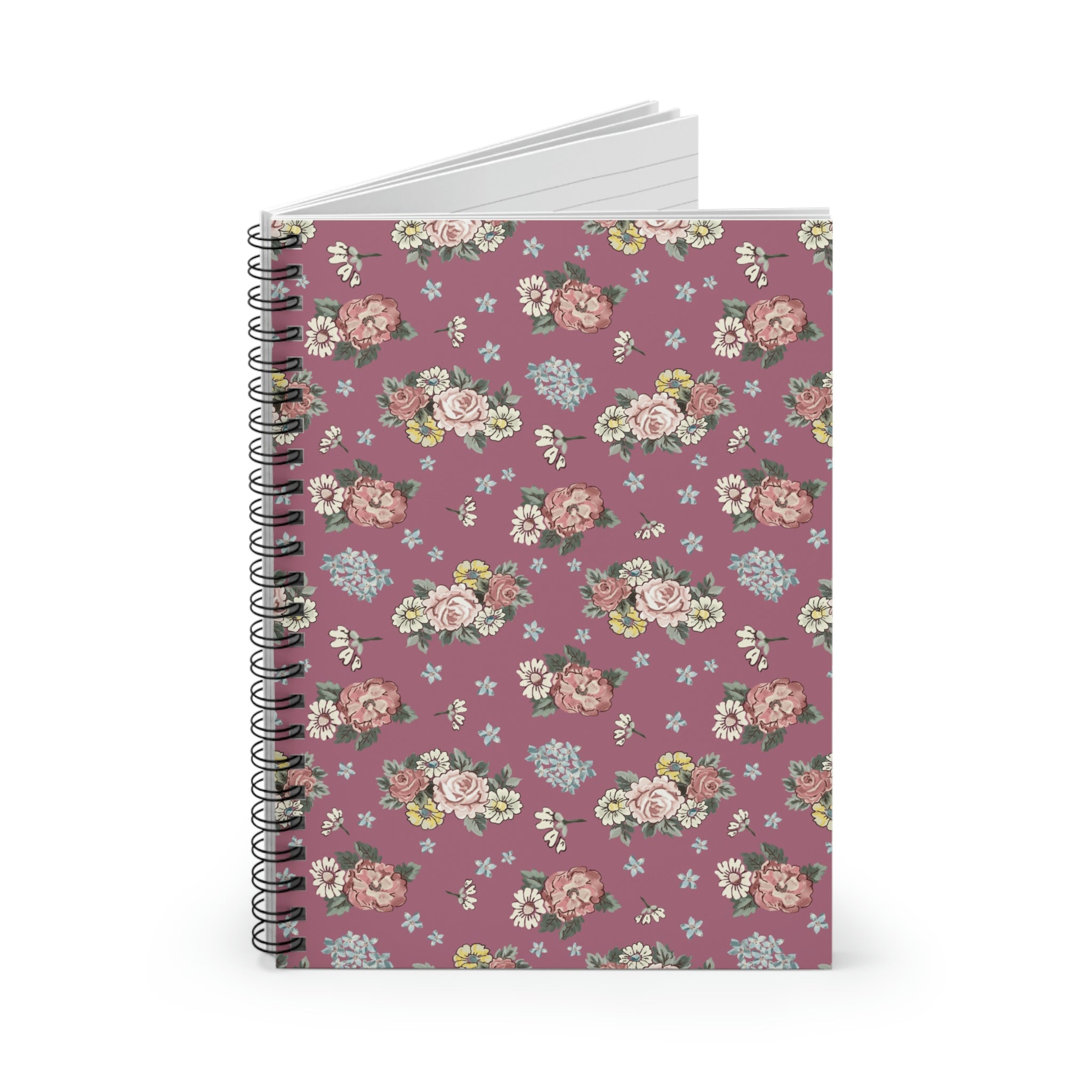 Spiral Notebook - Ruled Line / berry floral