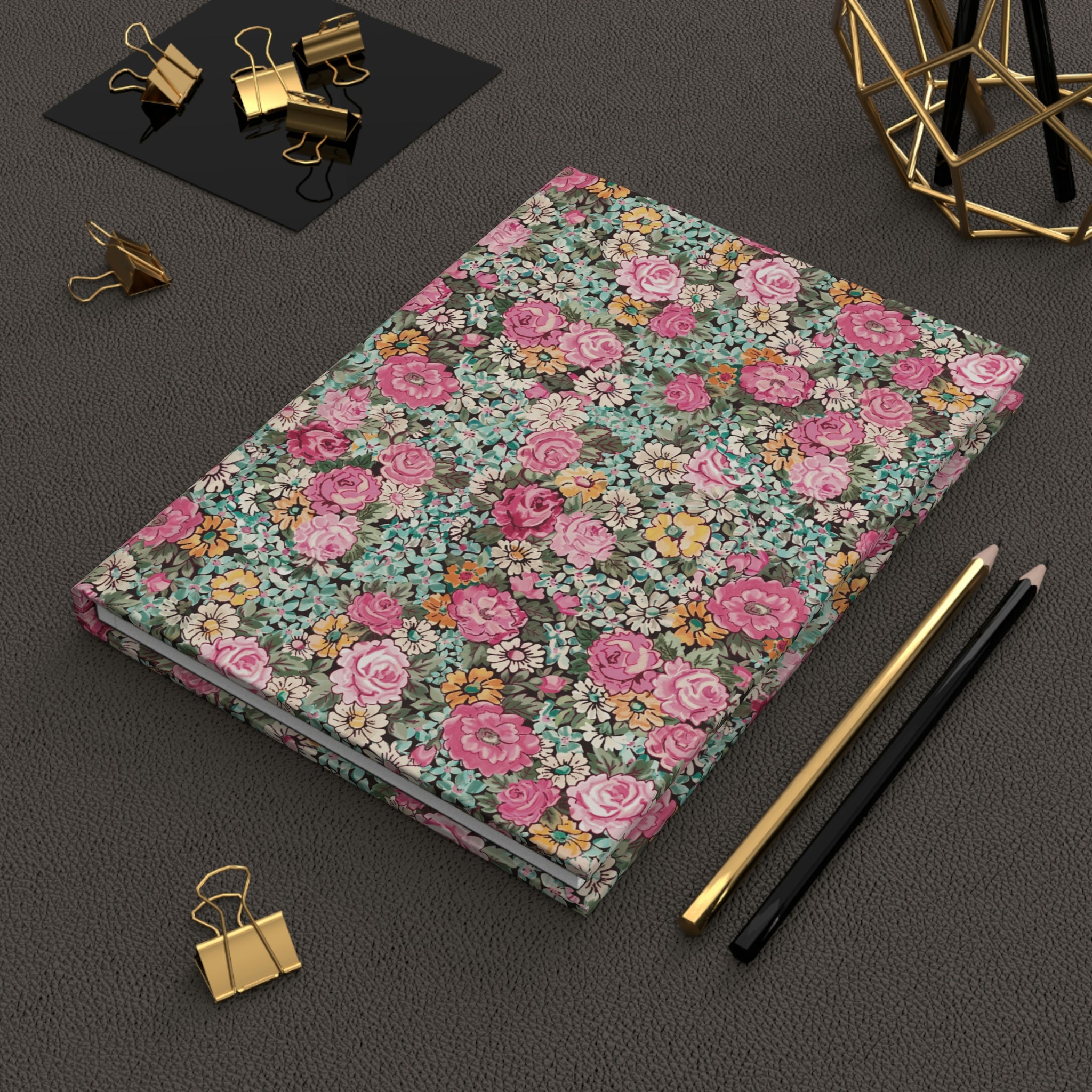 Hardcover Journal Matte / bright pink floral