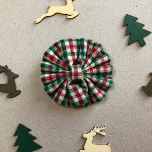 Red green ivory plaid bow - Amelia bow 2 inch