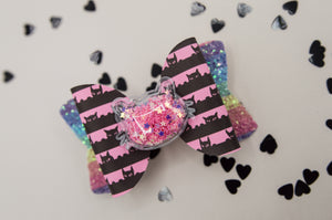 Pink and black cat stripes Quinnlee Bow - Ag2