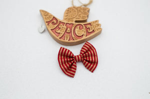 Red & gold stripe 2 inch bow - O Holy Night