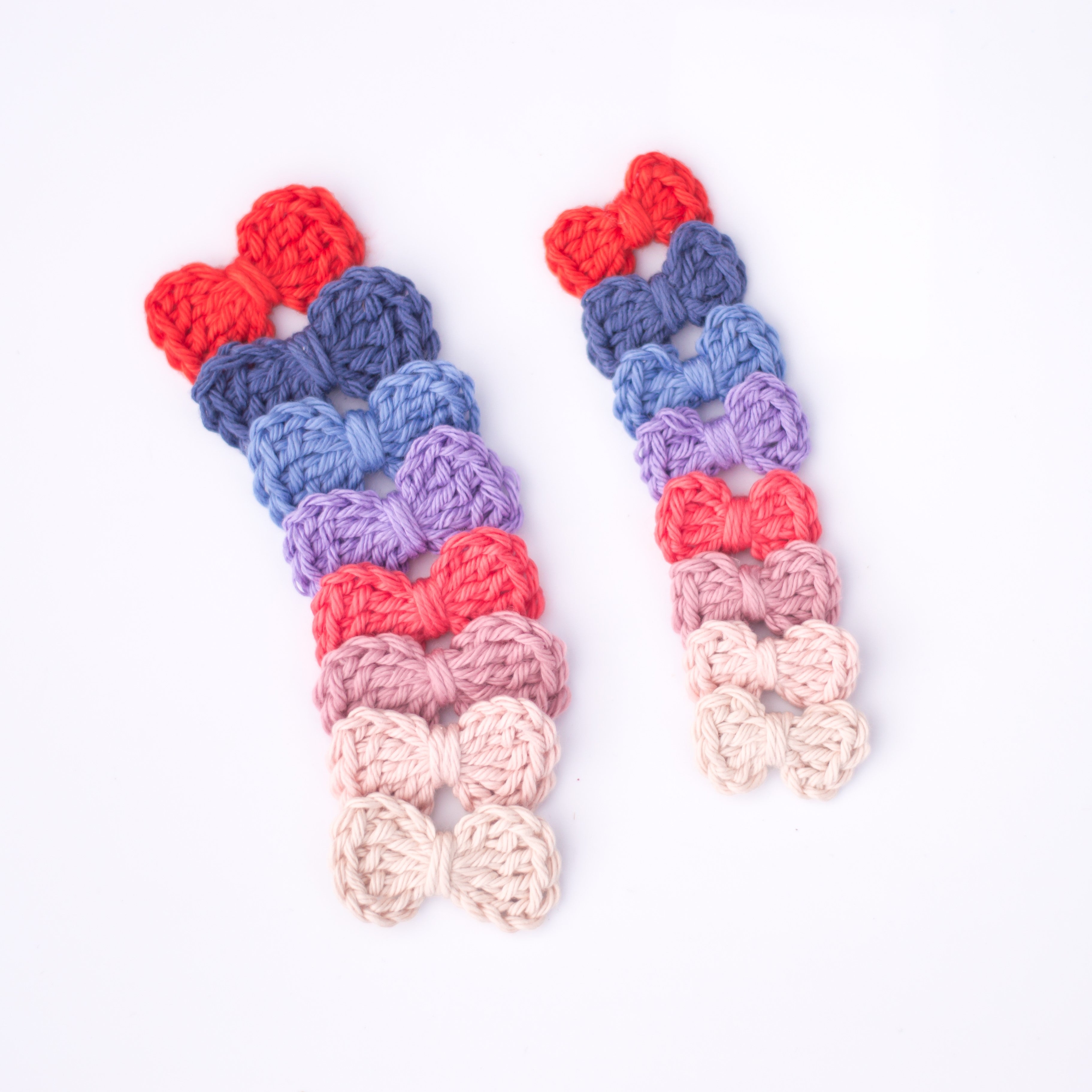 Spring Crochet bow 2 inch or 1.5 inch mini