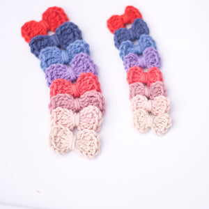 Spring Crochet bow 2 inch or 1.5 inch mini