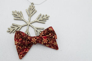 Red shimmer poinsettia Elloise bow - O Holy Night
