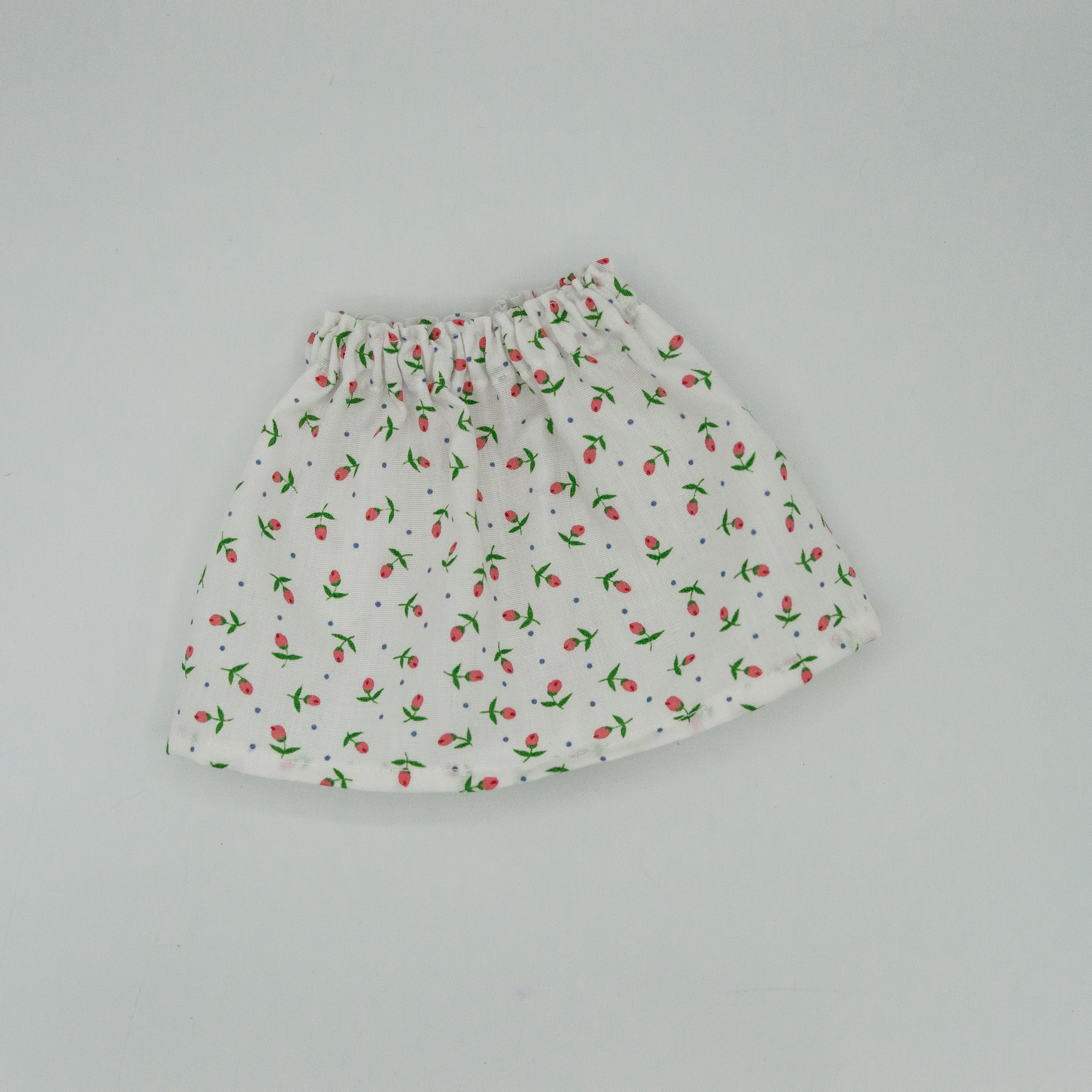 Pink tulips white Doll Skirt - RTS
